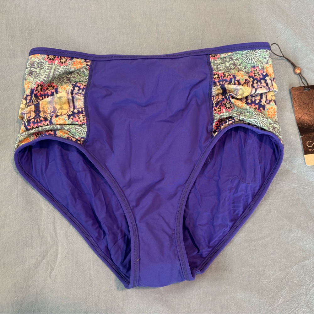 Purple Bikini Bottom with Floral Accents